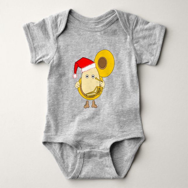 Santa Tuba Player Egghead T Shirt (Framsida)
