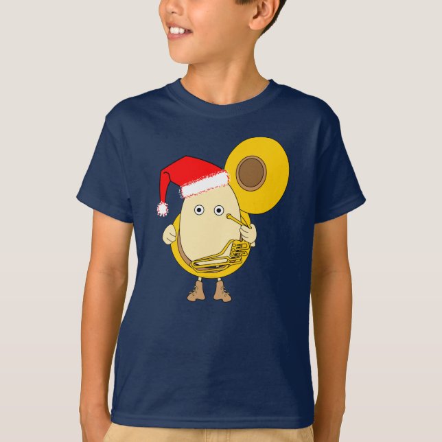 Santa Tuba Player Egghead T Shirt (Framsida)