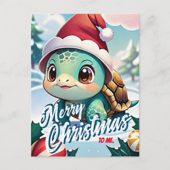 Santa Turtle God jul till mig Hälsning Vykort (Framsida)
