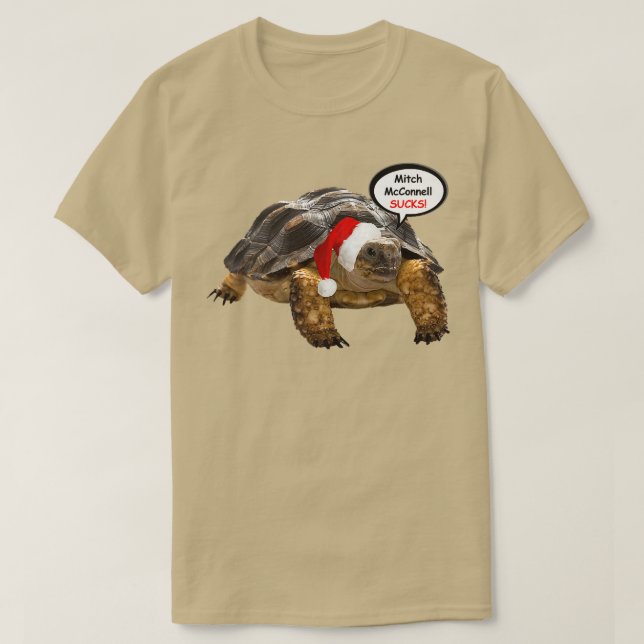 Santa Turtle hatar Mitch McConnell T Shirt (Design framsida)