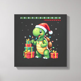 Santa Turtle Jul Ful härlig Sweater Rolig Högtid Canvastryck