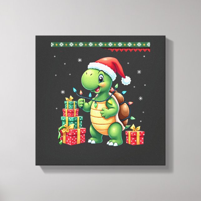 Santa Turtle Jul Ful härlig Sweater Rolig Högtid  Canvastryck (Framsida)