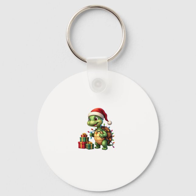 Santa Turtle jul ful jultröja rolig högtid  Nyckelring (Framsida)