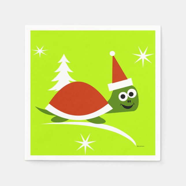 Santa Turtle jul Pappra Party Napkins Pappersservett (Framsidan)
