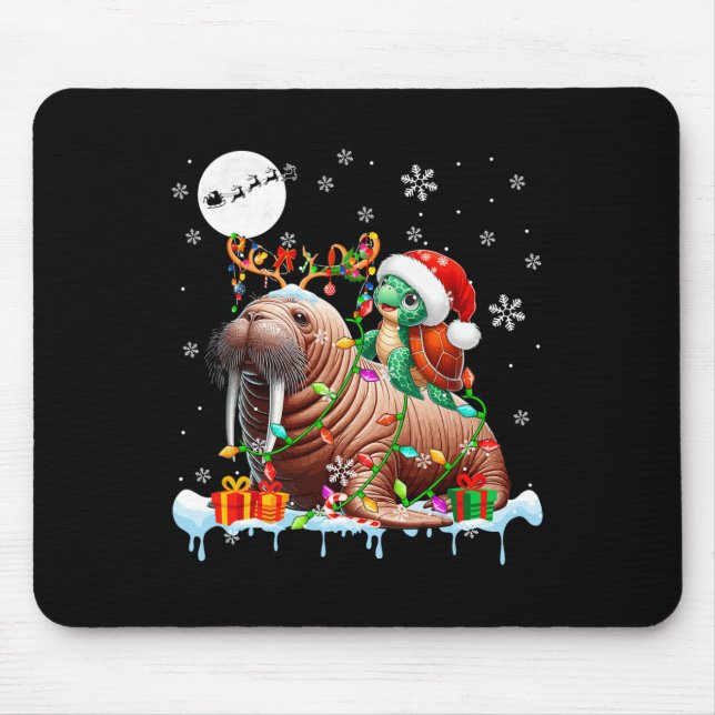 Santa Turtle Riding Walrus Reindeer Jul Sea Musmatta (Framsidan)