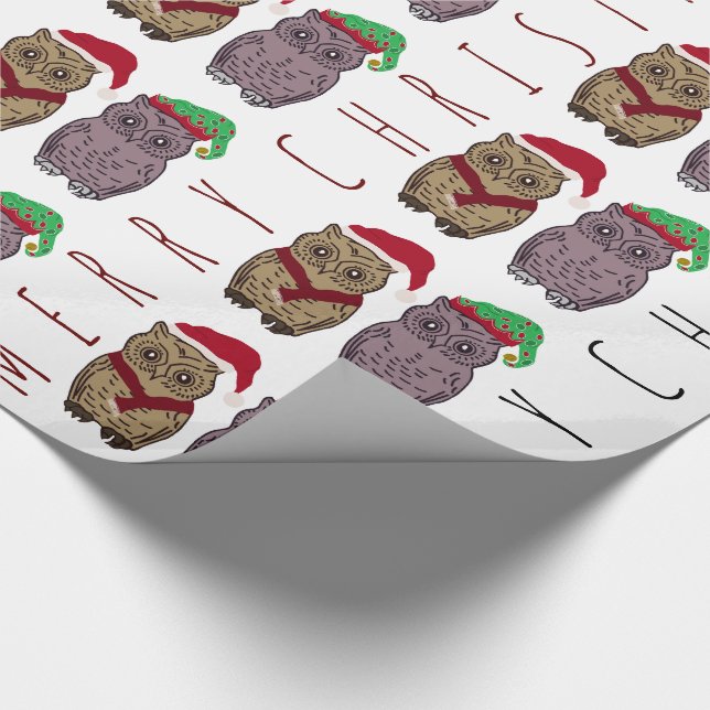 Santa Uggla och Elf Uggla Wrapping Papper Presentpapper (Hörn)