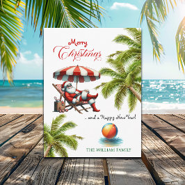 Santa under a Beach Umbrella Christmas Helg Vykort