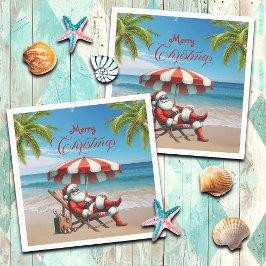 Santa under a Beach Umbrella Christmas Pappersservett