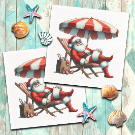 Santa under a Beach Umbrella Christmas Pappersservett