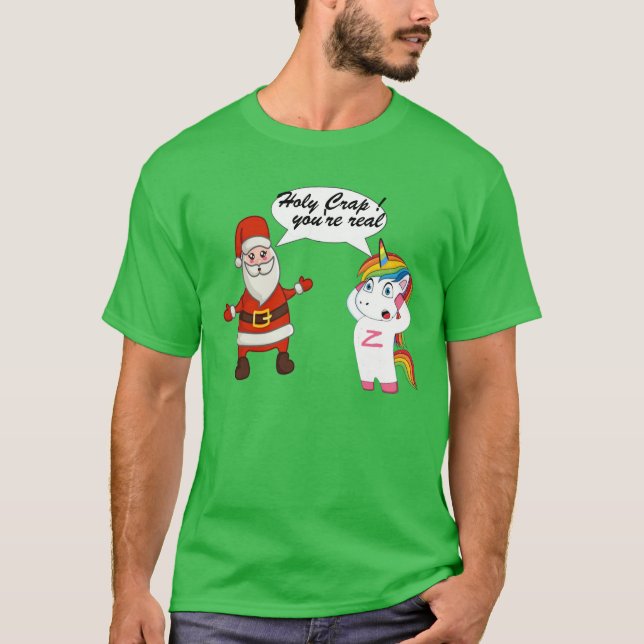 Santa Unicorn-julshirt - Funny Helgdag Tee (Framsida)
