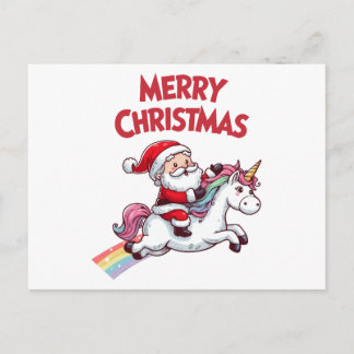 Santa Unicorn Merry Christmas Vykort