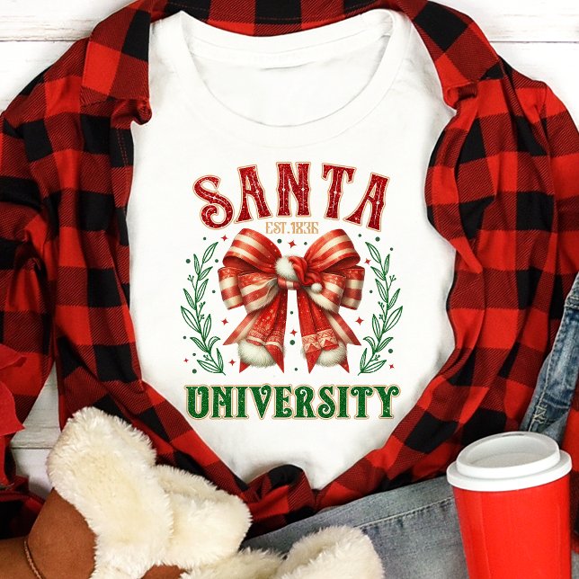 Santa Universiteten Bow Coquette jul T Shirt (Skapare uppladdad)