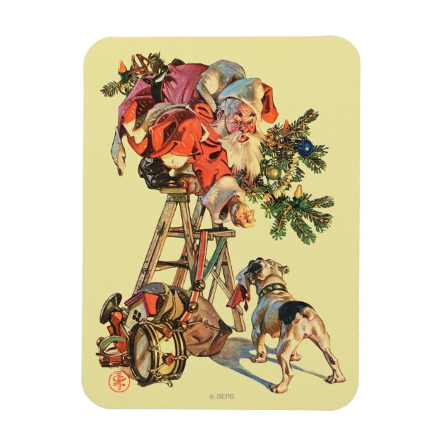 Santa Up a Ladder Magnet (Vertikal)