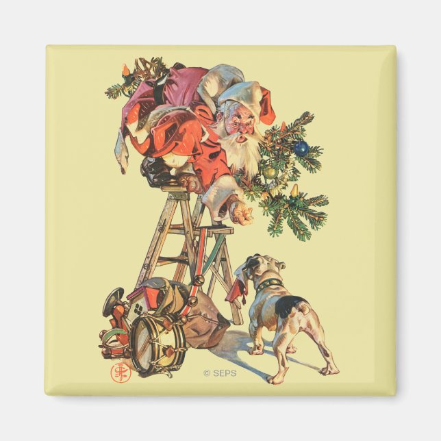 Santa Up a Ladder Magnet (Framsidan)