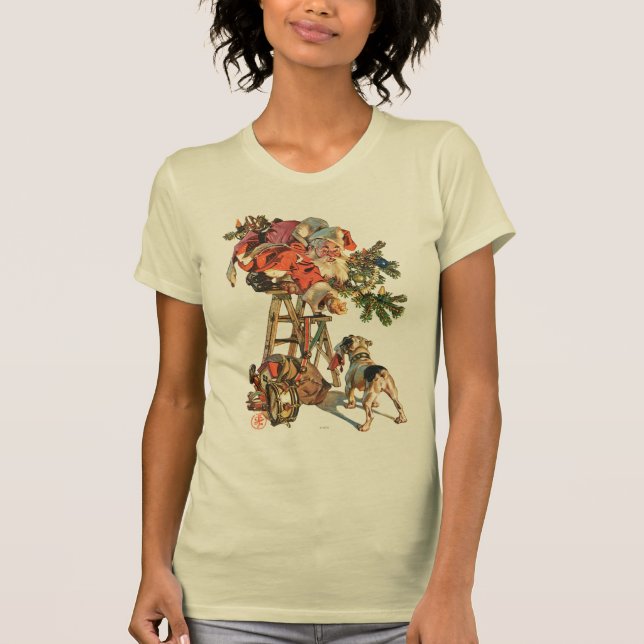 Santa upp en stege t-shirt (Framsida)