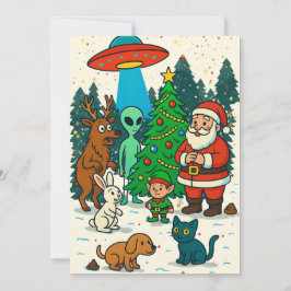 Santa, utomjordingar & julskit julmöte julkort