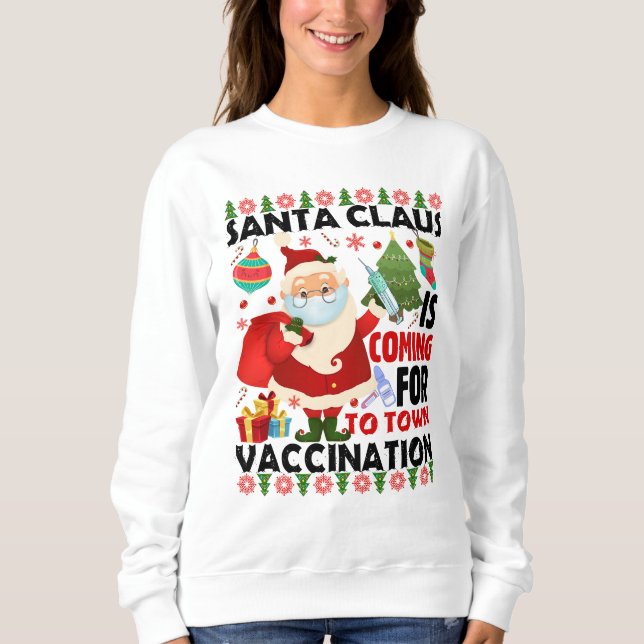Santa Vaccination Kommer till Town T Shirt (Framsida)
