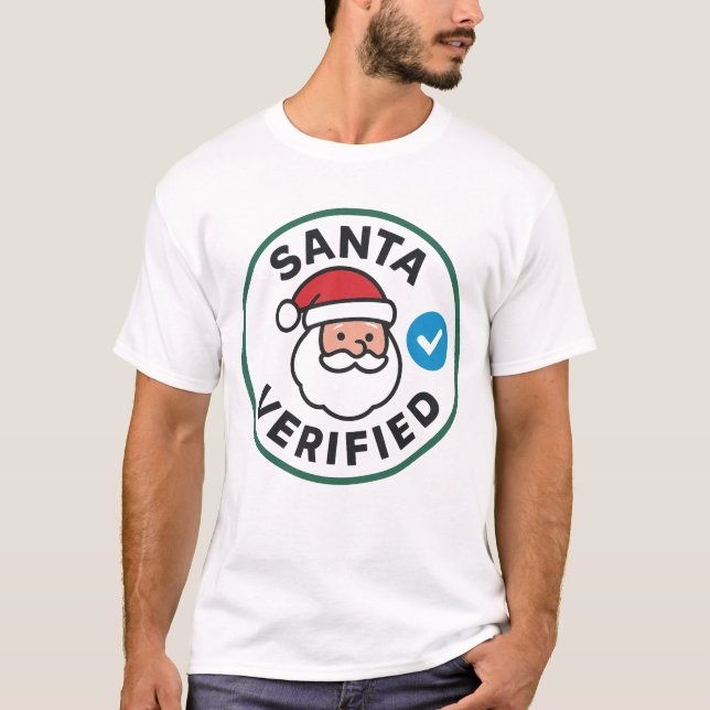 Santa Verified Modern Christmas Social Media Humor T Shirt (Framsida)