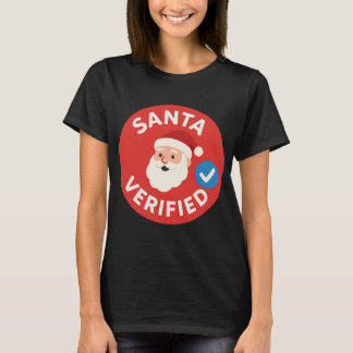 Santa verifierad modern jul skämtsamhet på sociala t shirt