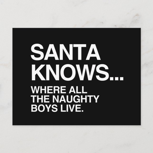 SANTA VET VAR ALLA NAUGHTY BOYS LEVER -.png Helg Vykort (Framsida)