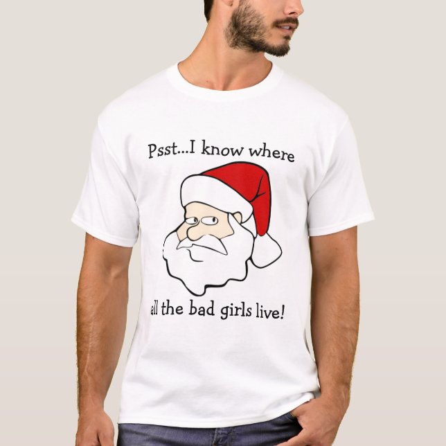 Santa vet var dåligaflickorna bor tee (Framsida)