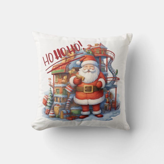 Santa vid hans Leksak fabrik Kudde (Framsida)