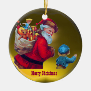 SANTA VINTAGE 2 JULGRANSPRYDNAD KERAMIK