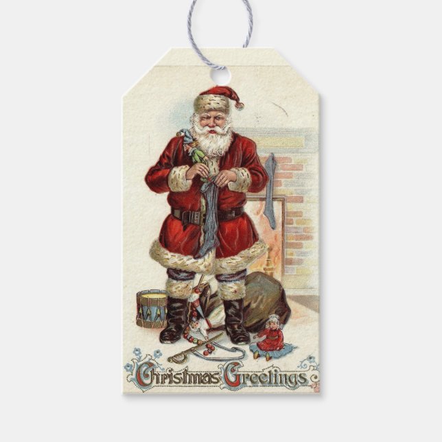 Santa Vintage Gift Märkre Presentetikett (Framsidan)