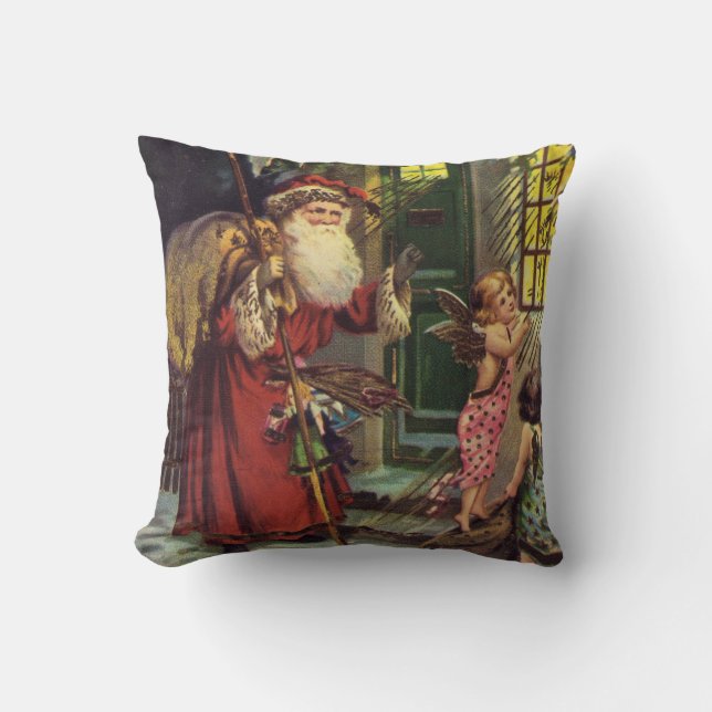 Santa Vintage jul-Helgdag Festive Kudde (Framsida)