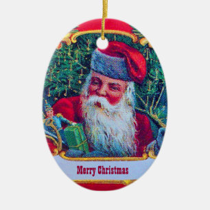 SANTA VINTAGE JULGRANSPRYDNAD KERAMIK