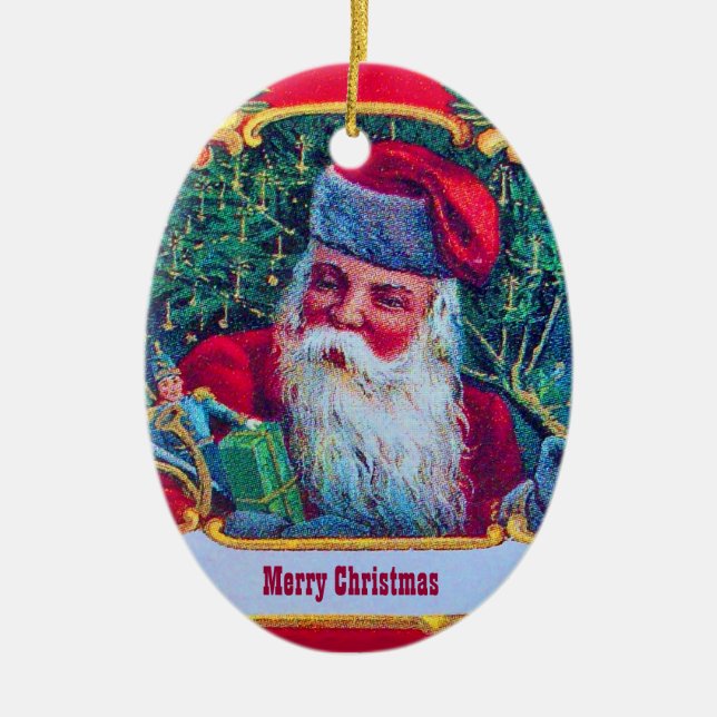 SANTA VINTAGE JULGRANSPRYDNAD KERAMIK (Framsidan)