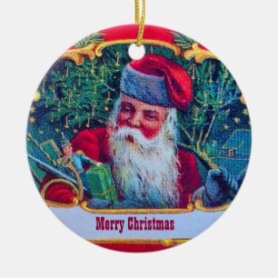 SANTA VINTAGE JULGRANSPRYDNAD KERAMIK