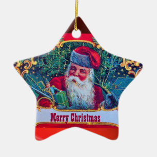 SANTA VINTAGE JULGRANSPRYDNAD KERAMIK
