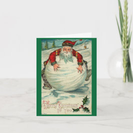 Santa Vintage Snowball Helgkort
