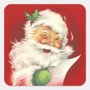 Santa Vintage square Sticker Fyrkantigt Klistermärke