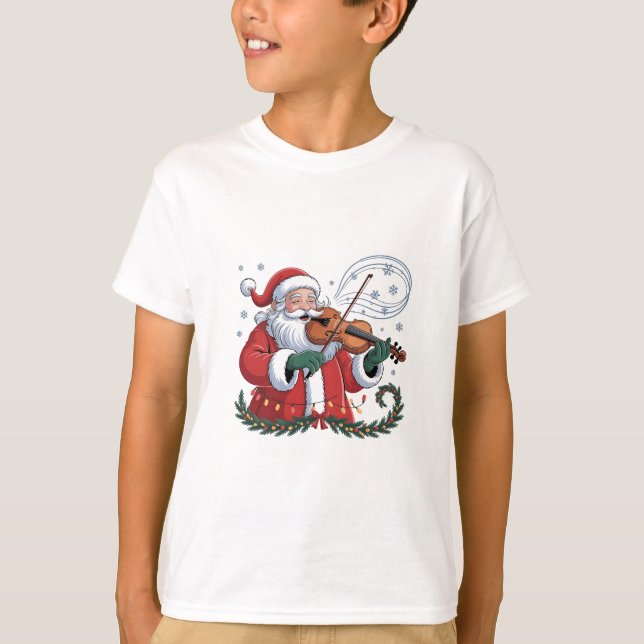 Santa Violin Player Violinist jul Music Julafton T Shirt (Framsida)