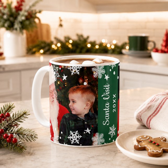 Santa Visit Two Photo Collage jul Keepsak Kaffemugg (Skapare uppladdad)