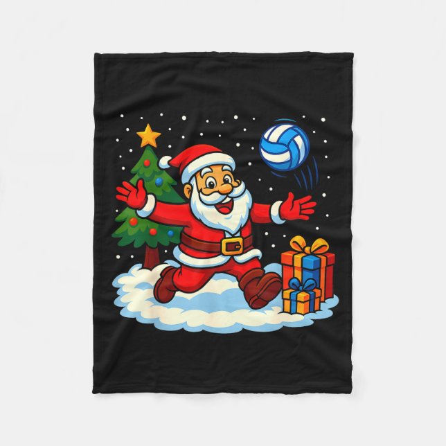 Santa Volleyball Playing Srt Christmas Tree Xmas P Fleecefilt (Framsidan)