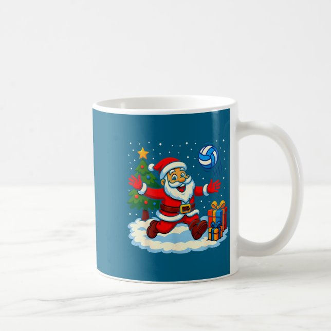 Santa Volleyball Playing Srt Christmas Tree Xmas P Kaffemugg (Höger)