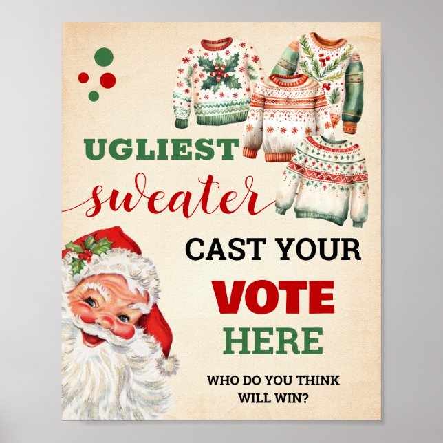 Santa Vote for Ugarly jul Sweater Sign Poster (Framsidan)