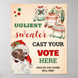 Santa Vote for Ugarly jul Sweater Sign Poster