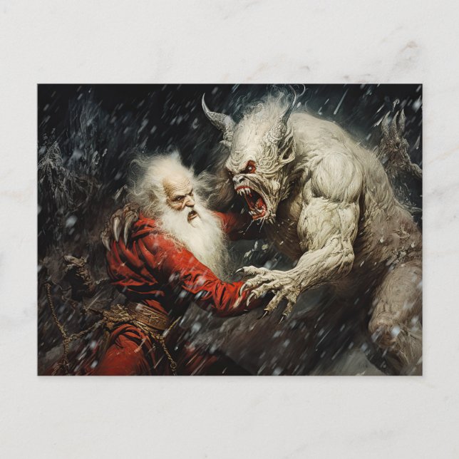 Santa VS Krampus Vykort (Framsida)