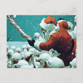 Santa vs Snowmen Flat Greeting Card Vykort