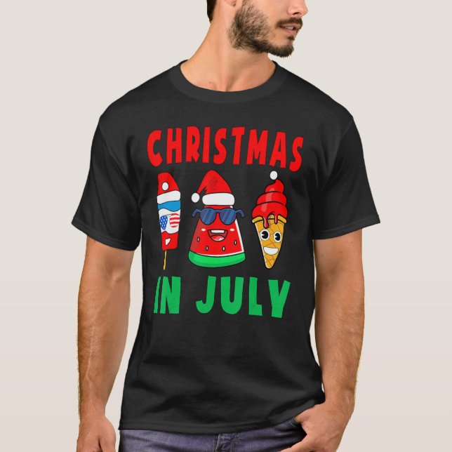 Santa Watermelon Ice Pops Ice Cream Sommar Christm T Shirt (Framsida)