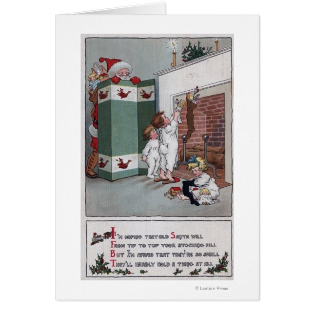 Santa Wating bakom skärm Hälsningskort (Framsidan)