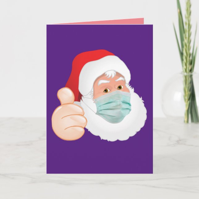 SANTA WEARING FACEMASK PANDEMIC CHRISTMAS CARDS HELGKORT (Framsida)