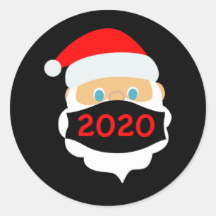 Santa Wearing Mask Funny Quarantine jul 2020 Runt Klistermärke