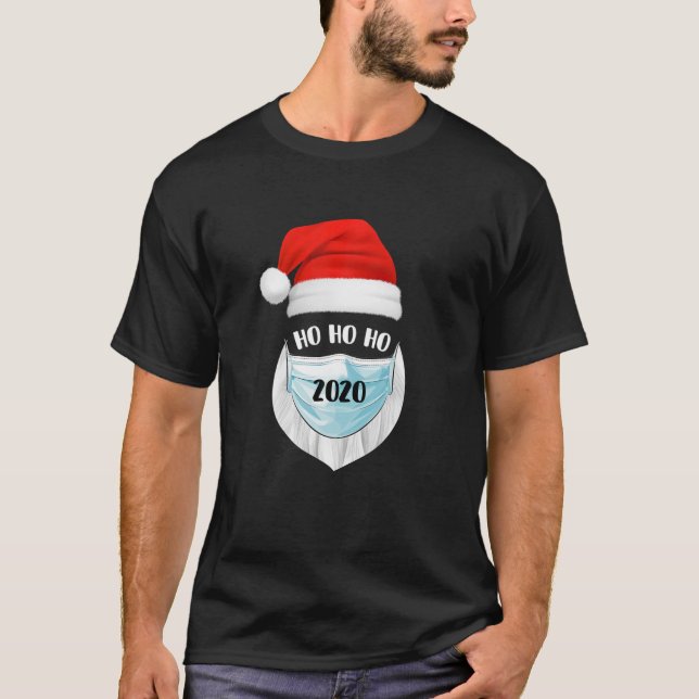 Santa Wearing Mask Funny Quarantine jul 2020 T Shirt (Framsida)