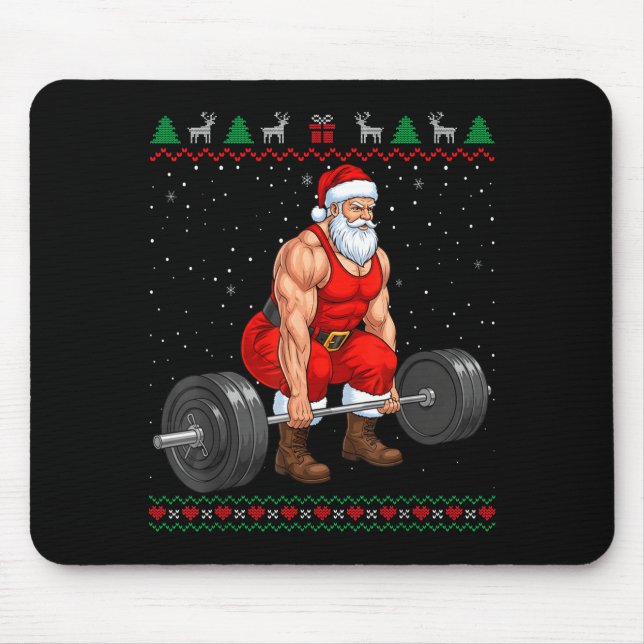 Santa Weightlifting Christmas Deadlift Gym Ugly Sw Musmatta (Framsidan)