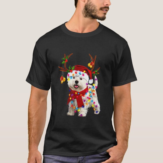 Santa Westie hund godis Light Jul T Shirt (Framsida)